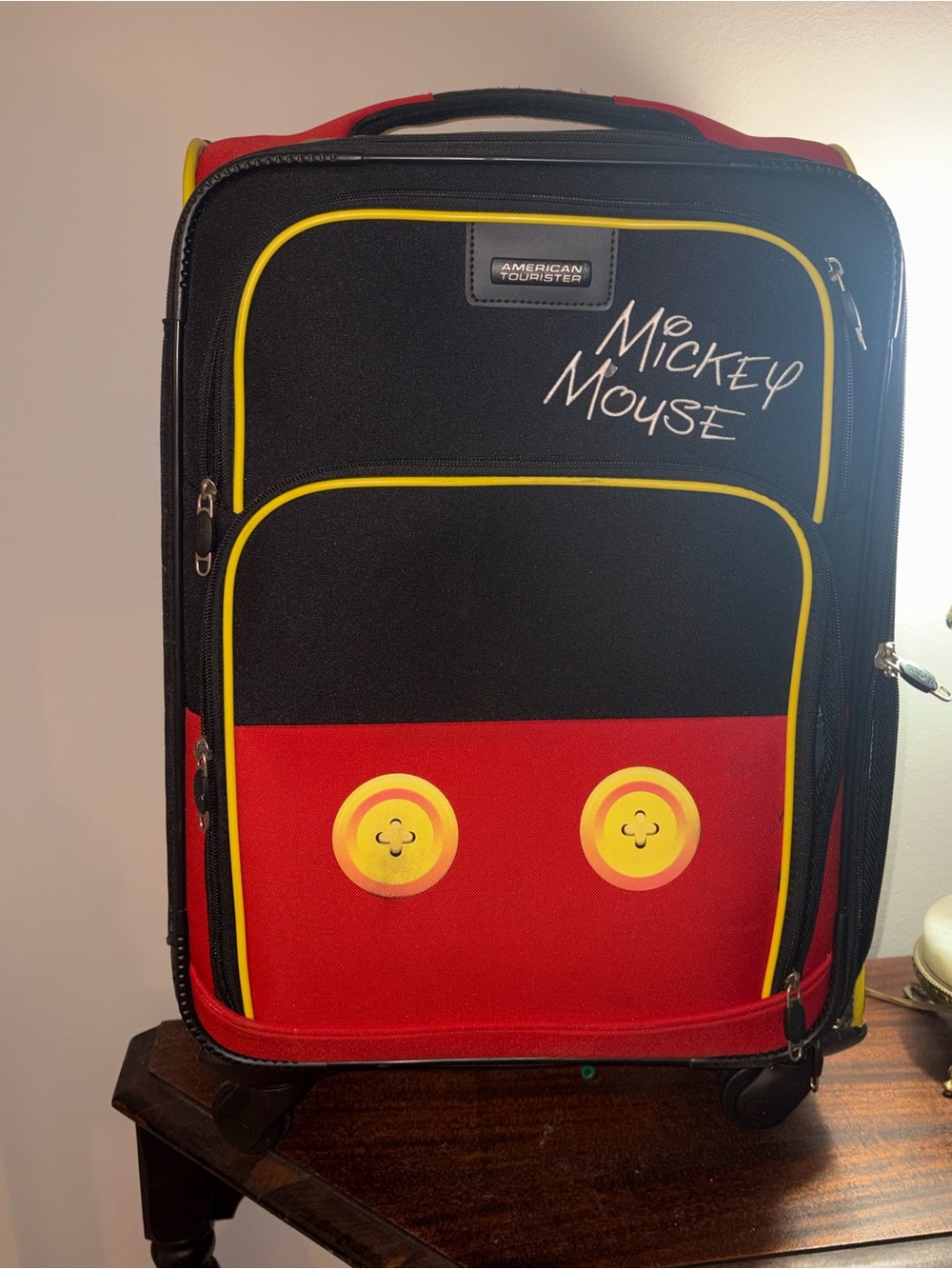 American Tourister Mickey Mouse Black, Red & Yellow Kids Rolling Luggage